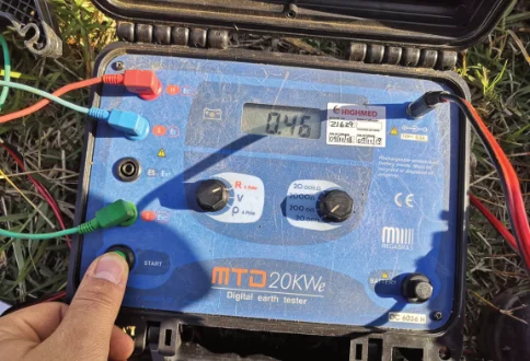 Medição de aterramento com terrometro de haste. Laudo de aterramento